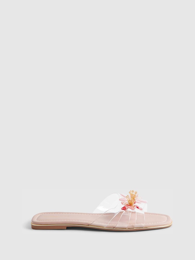 River Island Pink Perspex Flower Flat Sandals - Image 2 of 6