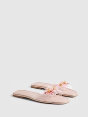 River Island Pink Perspex Flower Flat Sandals - Image 3 of 6