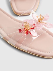 River Island Pink Perspex Flower Flat Sandals - Image 6 of 6