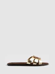 River Island Gold Bead Ring Flat Sandals - Image 1 of 5