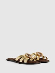 River Island Gold Bead Ring Flat Sandals - Image 3 of 5
