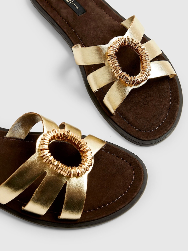 River Island Gold Bead Ring Flat Sandals - Image 5 of 5
