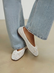 River Island White Woven Ballet Pumps - Image 1 of 6