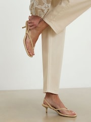 River Island Brown Toe Thong Low Heel Sandals - Image 1 of 6