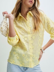 River Island Yellow Floral Embellished Shirt - Image 1 of 4