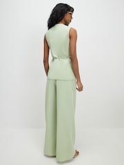 River Island Green Wrap Tie Detail Wide Leg Trousers - Image 3 of 4
