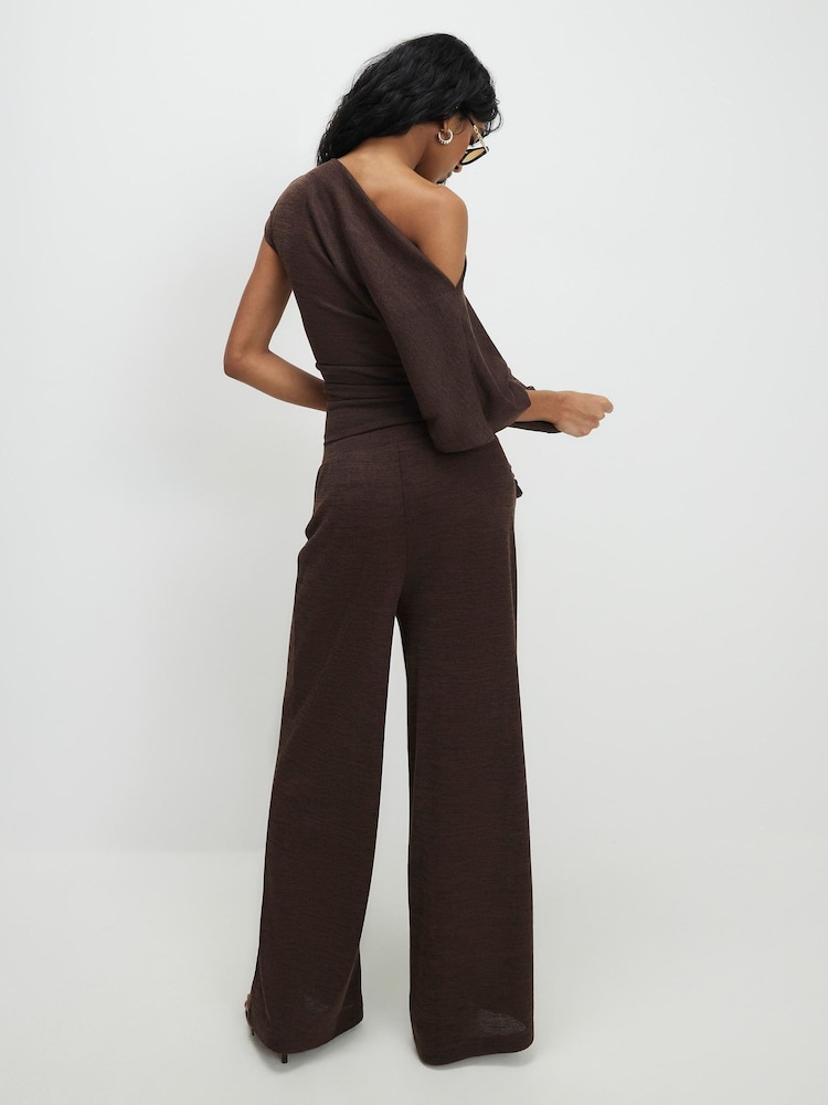 River Island Brown Short Sleeve Banded Hem Drape Top - Image 4 of 4