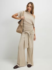 River Island Brown Short Sleeve Banded Hem Drape Top - Image 3 of 4