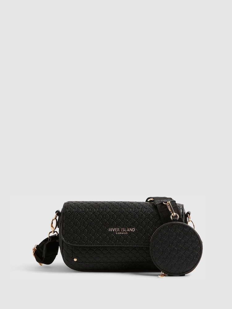 River Island Black Utility Flap Detail Cross Body Bag - Image 1 of 4 River Island Black Utility Flap Detail Cross Body Bag - Image 1 of 4