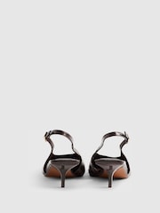 River Island Brown Croc Print Sling Back Court Heels - Image 4 of 6