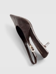 River Island Brown Croc Print Sling Back Court Heels - Image 5 of 6