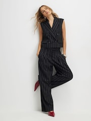 River Island Black Sleeveless Boxy Pinstripe Waistcoat - Image 3 of 4