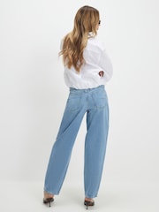 River Island Blue Mid Rise Barrel Jeans - Image 4 of 4