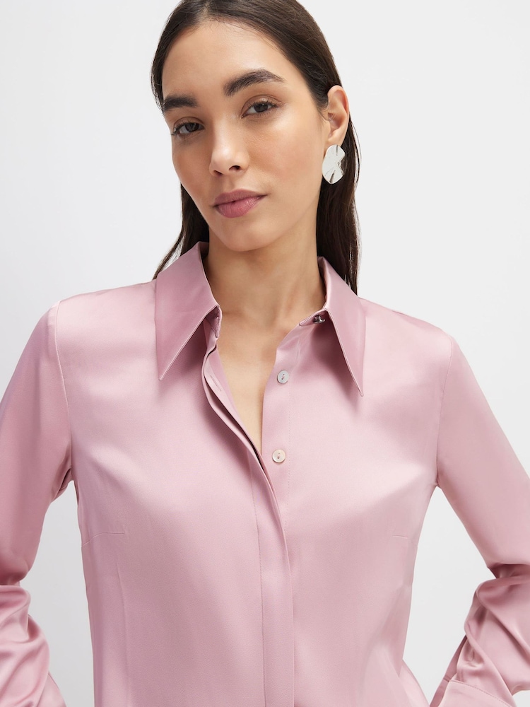 River Island Pink Long Sleeve Satin Shirt - Image 4 of 4