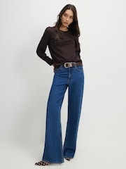 River Island Brown Satin Pleat Front Blouse - Image 4 of 4