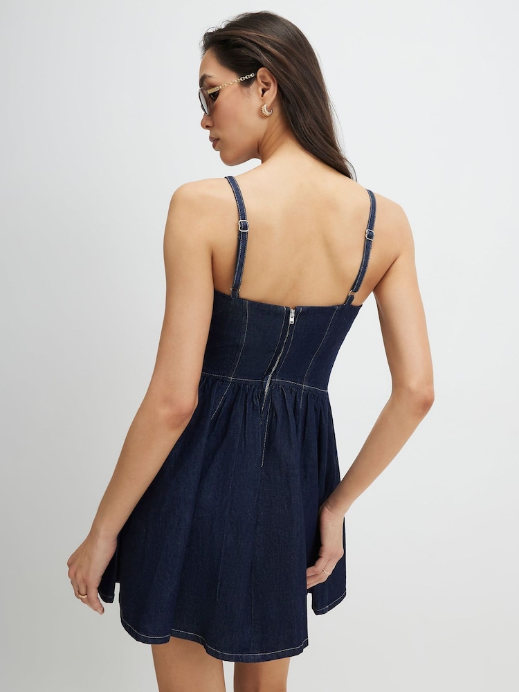 River Island 데님 코르셋 플리피 미니 드레스 - 4의 이미지 4