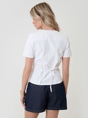 Threadbare White Denim Longline Angel Sleeve Top - Image 2 of 4