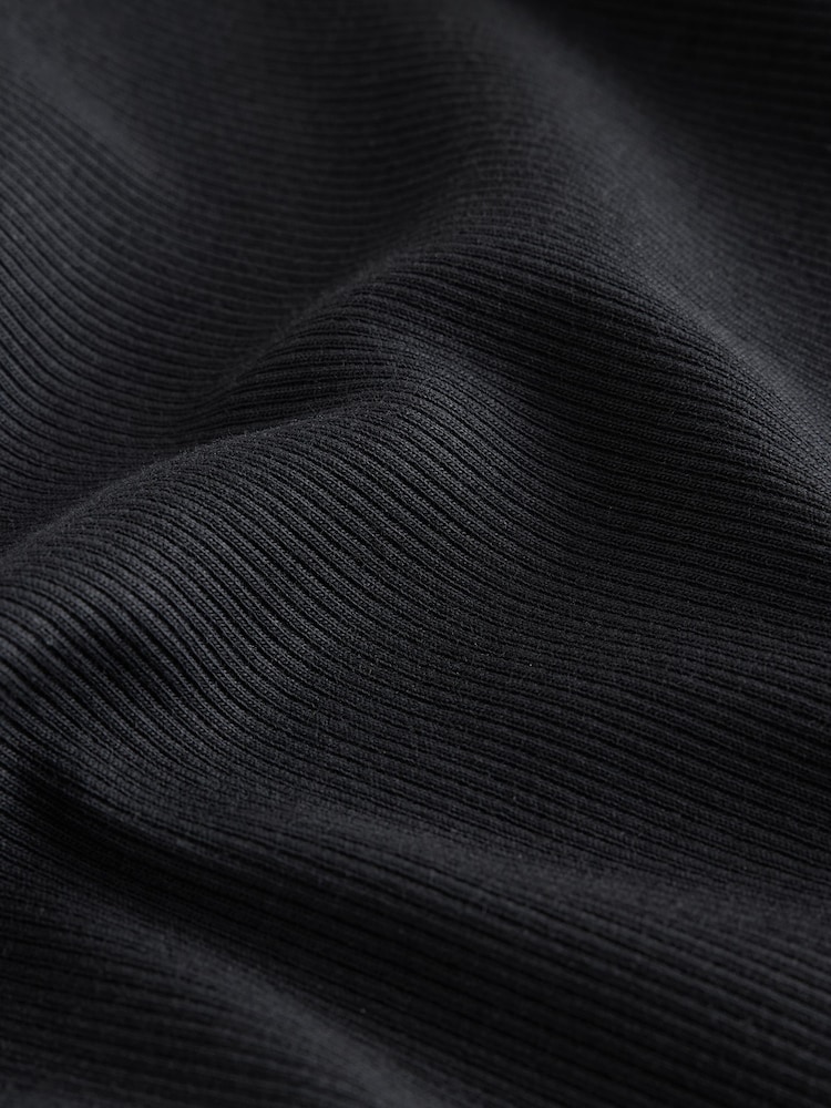 Black Slim Long Sleeve Ribbed Henley T-Shirt - Image 3 of 3