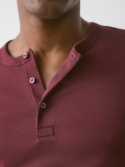 Burgundy Red Slim Long Sleeve Ribbed Henley T-Shirt - Image 5 of 8