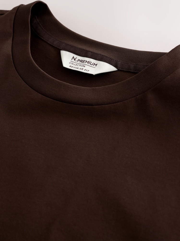 Brown Regular Fit N. Premium SUPIMA® Cotton Crew Neck T-Shirt - Image 2 of 3 Brown Regular Fit N. Premium SUPIMA® Cotton Crew Neck T-Shirt - Image 2 of 3