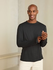 Black Marl Regular Fit N. Premium SUPIMA® Cotton Crew Neck Long Sleeve T-Shirt - Image 1 of 7