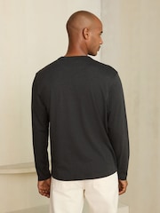Black Marl Regular Fit N. Premium SUPIMA® Cotton Crew Neck Long Sleeve T-Shirt - Image 3 of 7