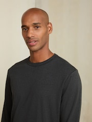 Black Marl Regular Fit N. Premium SUPIMA® Cotton Crew Neck Long Sleeve T-Shirt - Image 4 of 7