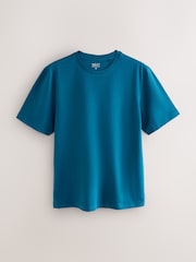 Navy/Dark Green/Ecru/Teal/Burgundy/Orange Regular Fit Essential Cotton T-Shirts 6 Pack - Image 4 of 9