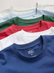 Red/Light Blue/Grey Marl/Green/White/Cobalt Blue Regular Fit Essential Cotton T-Shirts 6 Pack - Image 14 of 15