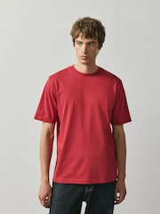 Red/Light Blue/Grey Marl/Green/White/Cobalt Blue Regular Fit Essential Cotton T-Shirts 6 Pack - Image 4 of 15