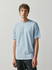 Red/Light Blue/Grey Marl/Green/White/Cobalt Blue Regular Fit Essential Cotton T-Shirts 6 Pack - Image 7 of 15