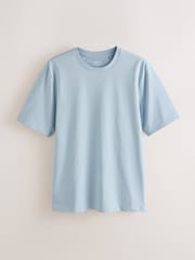 Red/Light Blue/Grey Marl/Green/White/Cobalt Blue Regular Fit Essential Cotton T-Shirts 6 Pack - Image 9 of 15