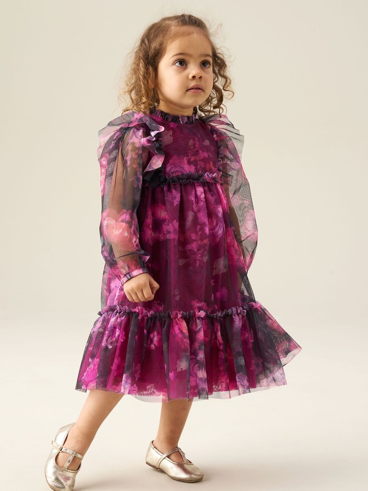 Angel & Rocket Estella Tiered Mesh Dress - Imaginea 2 din 3