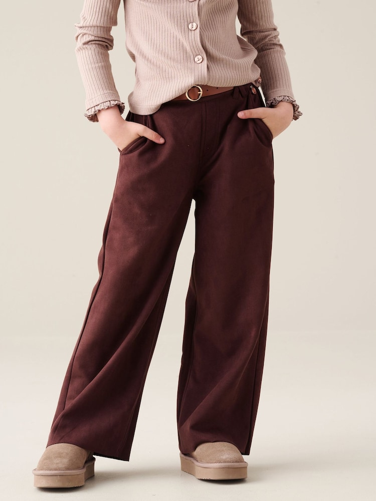 Angel & Rocket Brown Kaia Suedette Wide Leg Trousers - Image 1 of 5