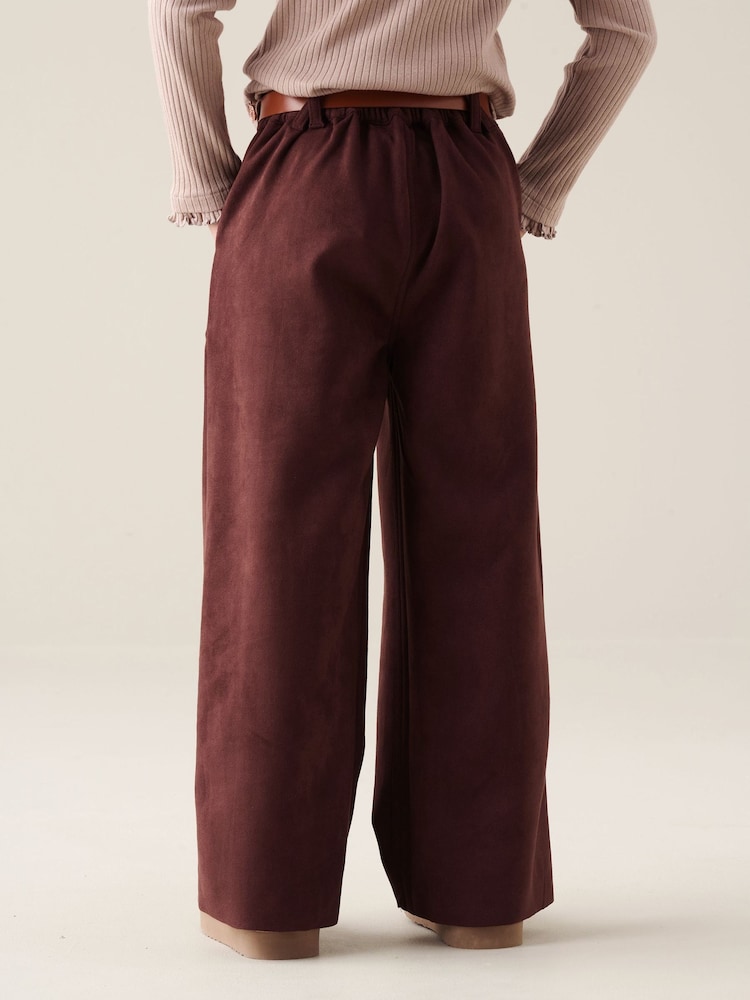 Angel & Rocket Brown Kaia Suedette Wide Leg Trousers - Image 2 of 5