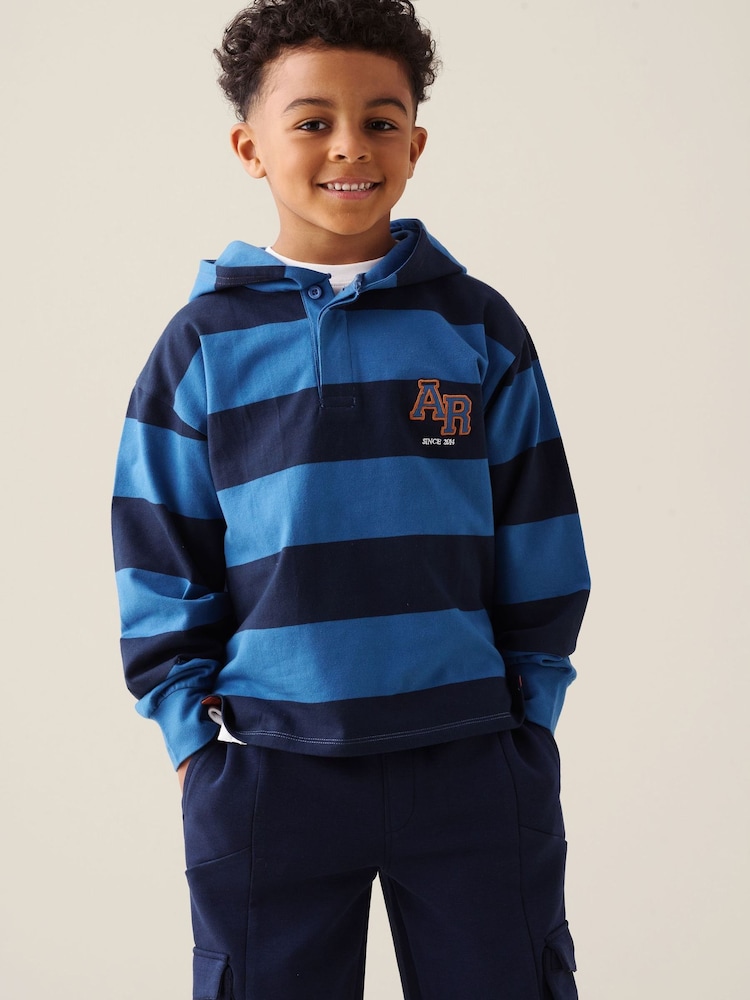Angel & Rocket Blue Marco Hooded Rugby Shirt - Image 1 of 6