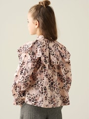Angel & Rocket Brown Elle Cape Collar Animal Print Top - Image 2 of 7
