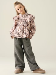 Angel & Rocket Brown Elle Cape Collar Animal Print Top - Image 3 of 7