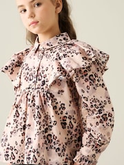 Angel & Rocket Brown Elle Cape Collar Animal Print Top - Image 4 of 7