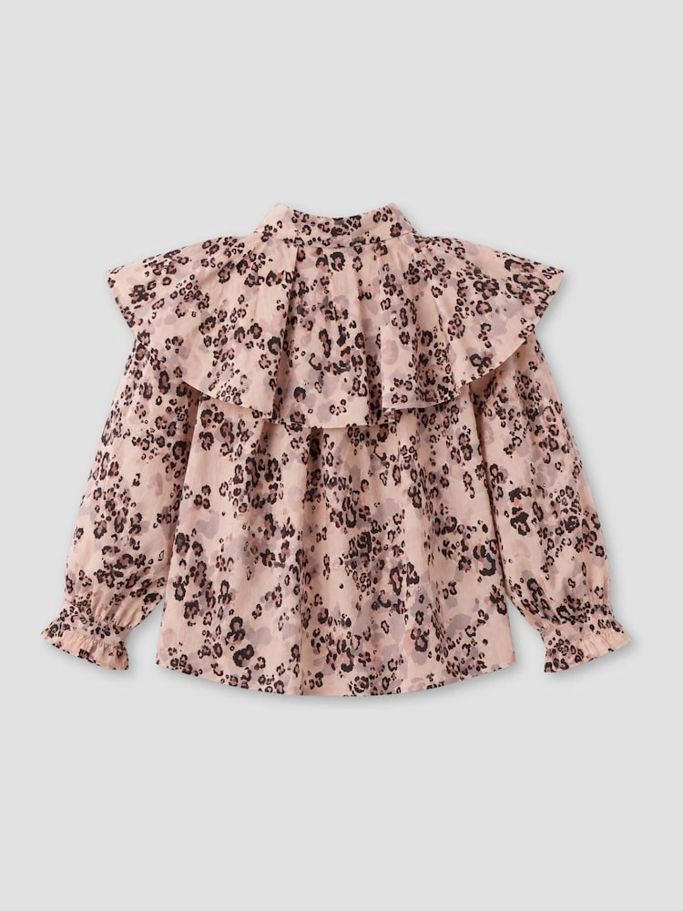 Angel & Rocket Brown Elle Cape Collar Animal Print Top - Image 7 of 7 Angel & Rocket Brown Elle Cape Collar Animal Print Top - Image 7 of 7