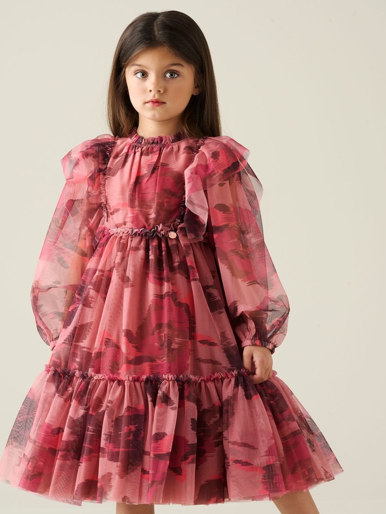 Angel & Rocket Pink Estella Tiered Mesh Dress - Image 1 of 8 Angel & Rocket Pink Estella Tiered Mesh Dress - Image 1 of 8