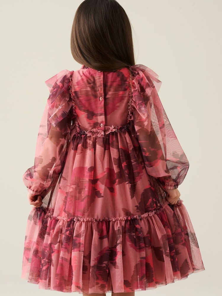 Angel & Rocket Pink Estella Tiered Mesh Dress - Image 2 of 8 Angel & Rocket Pink Estella Tiered Mesh Dress - Image 2 of 8