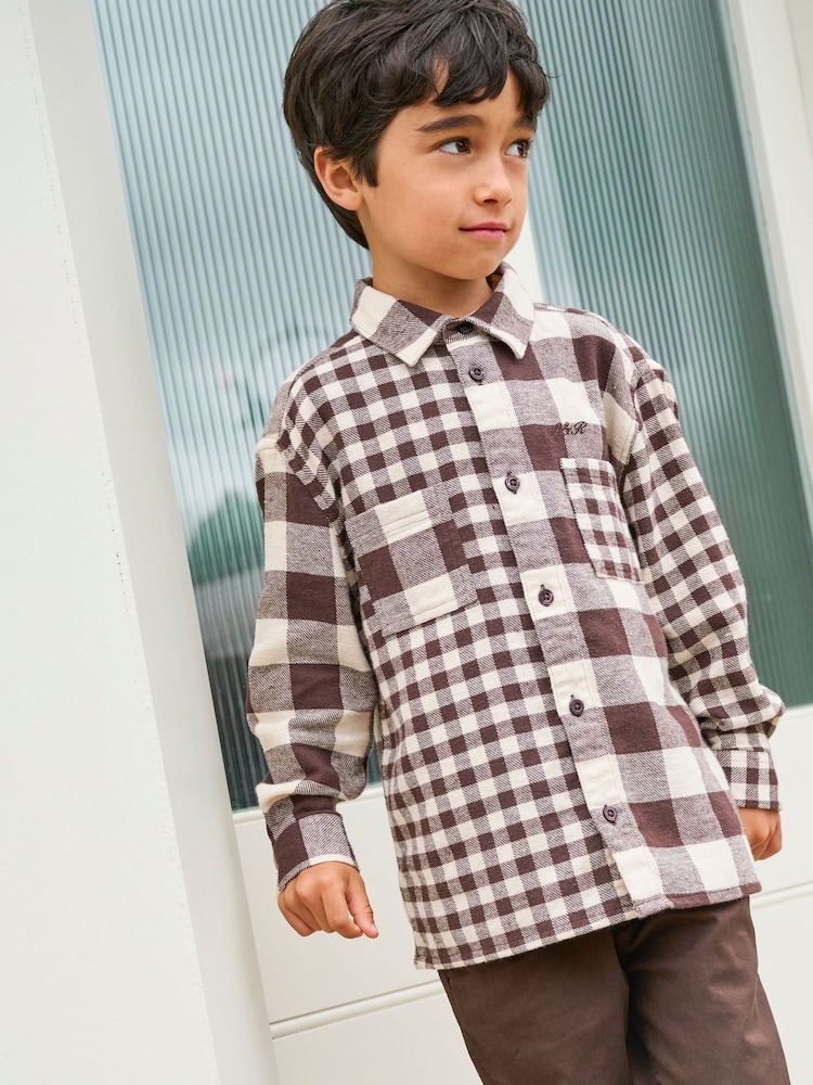 Angel & Rocket Brown Zayne Mixed Check Shirt - Image 1 of 10 Angel & Rocket Brown Zayne Mixed Check Shirt - Image 1 of 10