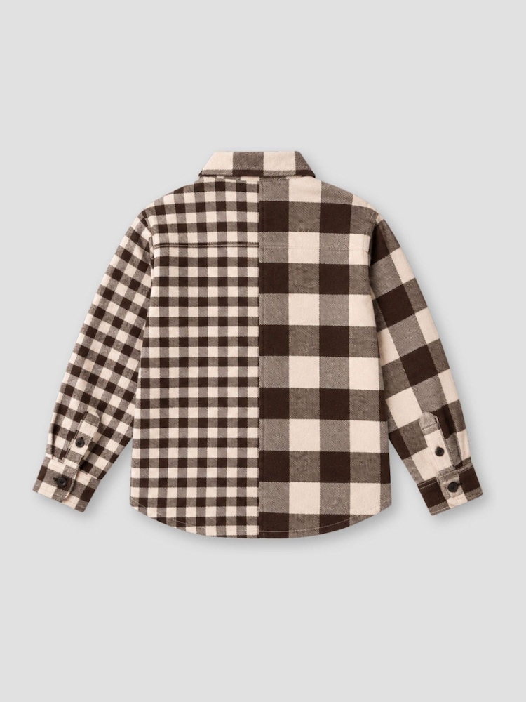 Angel & Rocket Brown Zayne Mixed Check Shirt - Image 10 of 10 Angel & Rocket Brown Zayne Mixed Check Shirt - Image 10 of 10