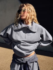 self. Sweatshirt mit halbem Reißverschluss und Kragen - Bild 1 von 9