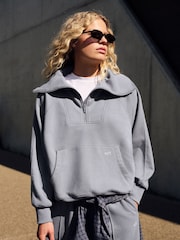 self. Sweatshirt mit halbem Reißverschluss und Kragen - Bild 2 von 9