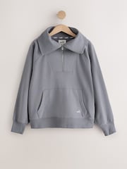 self. Sweatshirt mit halbem Reißverschluss und Kragen - Bild 7 von 9