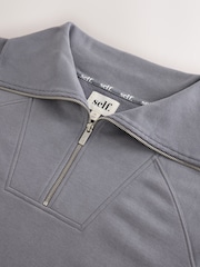self. Sweatshirt mit halbem Reißverschluss und Kragen - Bild 9 von 9