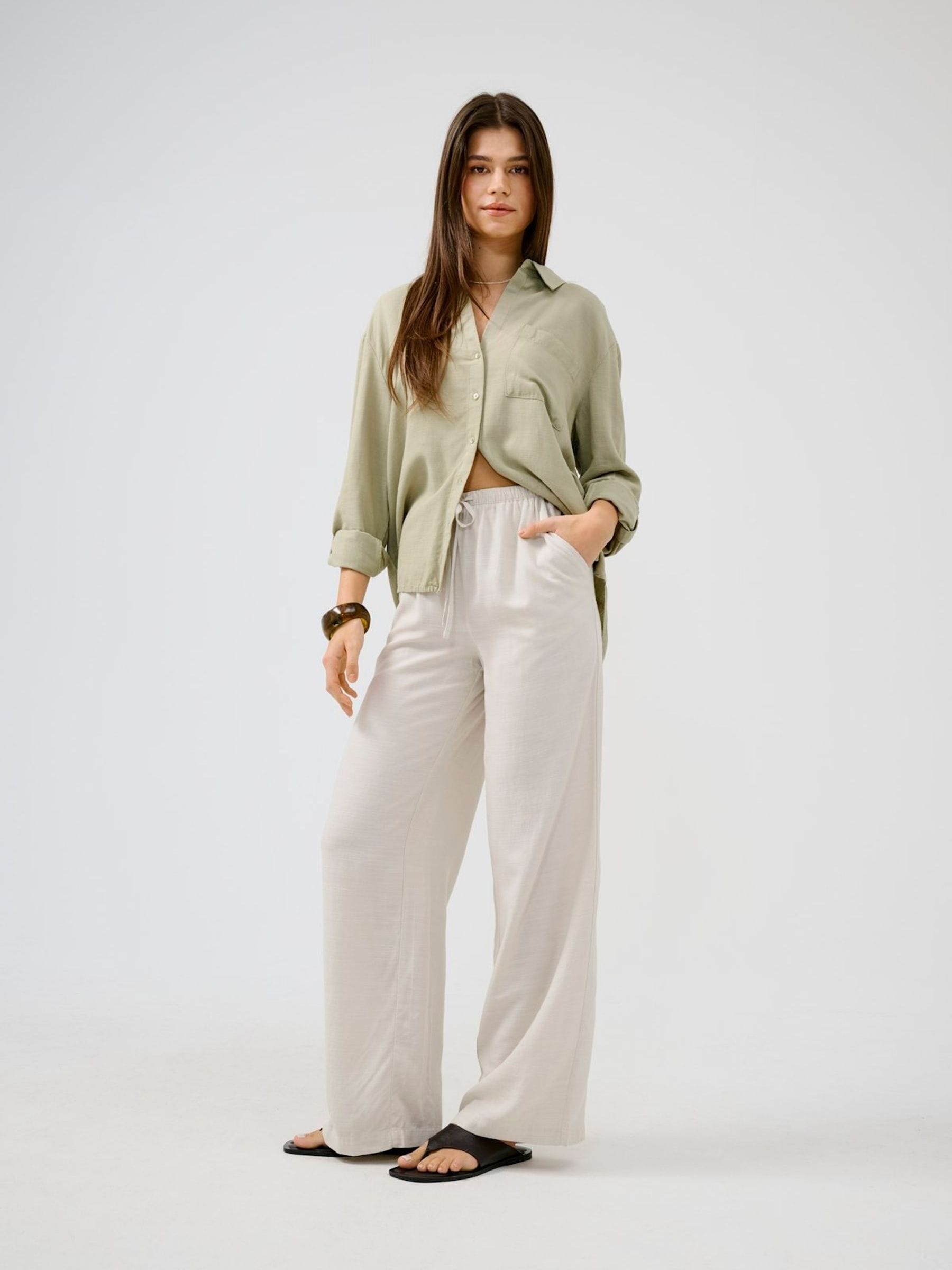 Buy JDY Natural Linen Mix Wide Leg Tie Waist Trousers from Next India