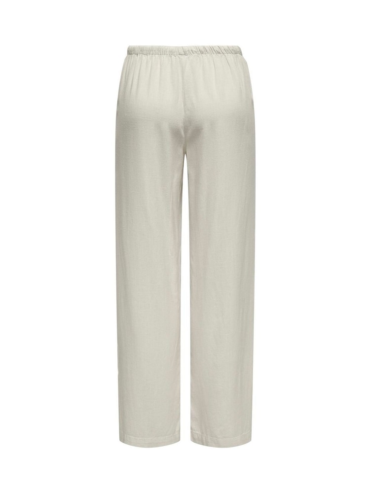JDY リネンミックス ワイドレッグ タイウエストパンツ - 画像 6 / 6